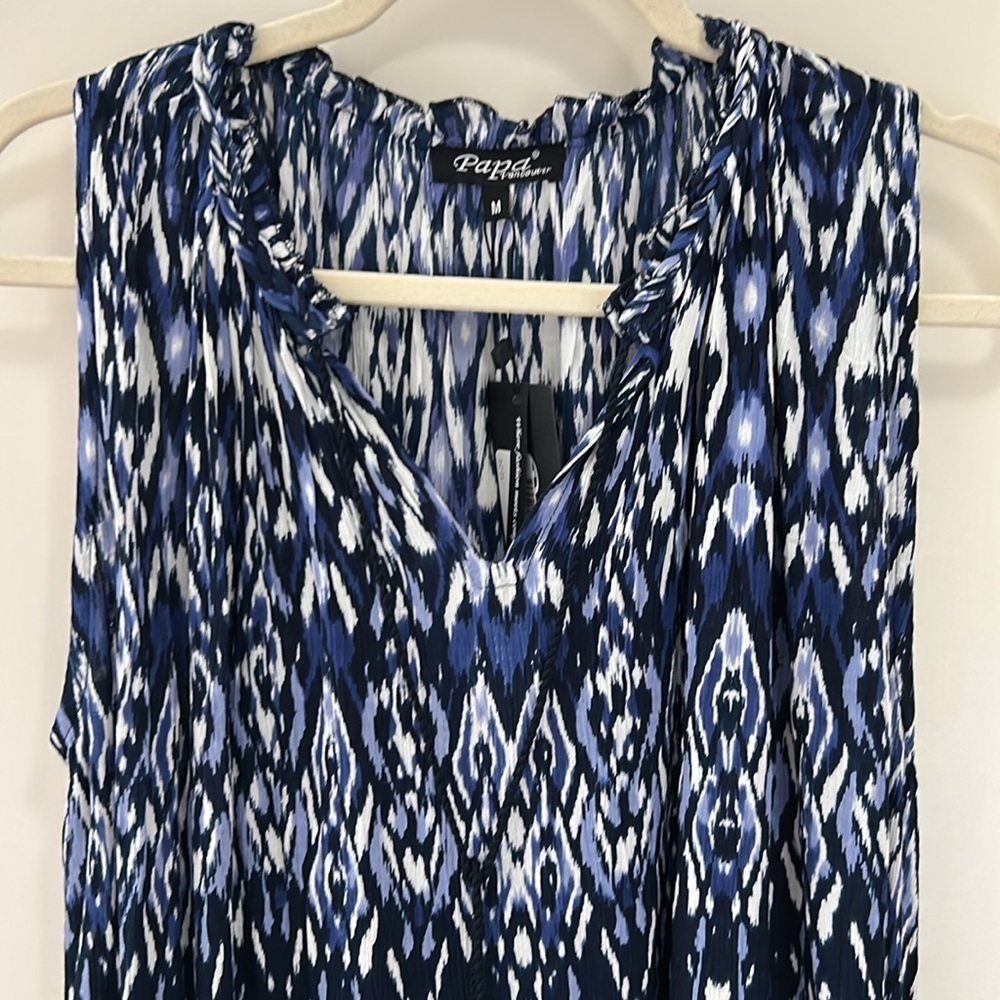 40.PAPA Vancouver Navy & White Pattern top/dress with tights & ankle boots NWT - Picture 2 of 10